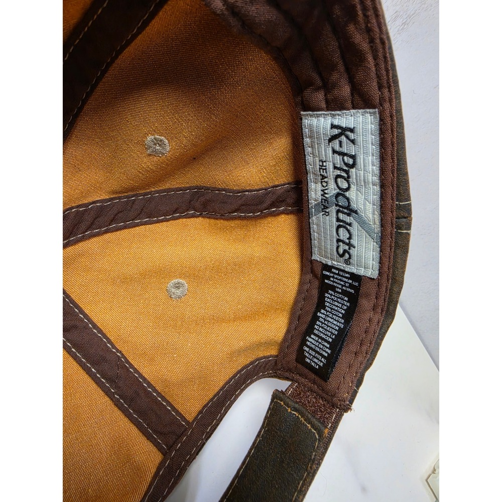 Ducks Unlimited Mens Brown Distressed Oil Cloth Style Hat K-Products Adjustable - Picture 7 of 8